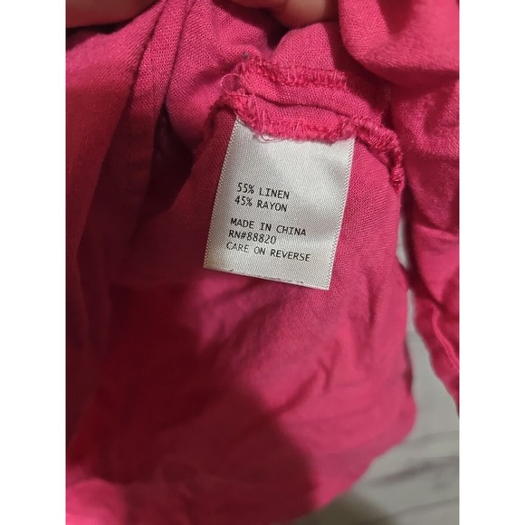 Saint Tropez West Pink Embroidered Linen V-Neck Sleeveless Tank Top Womans 3X - Picture 5 of 5